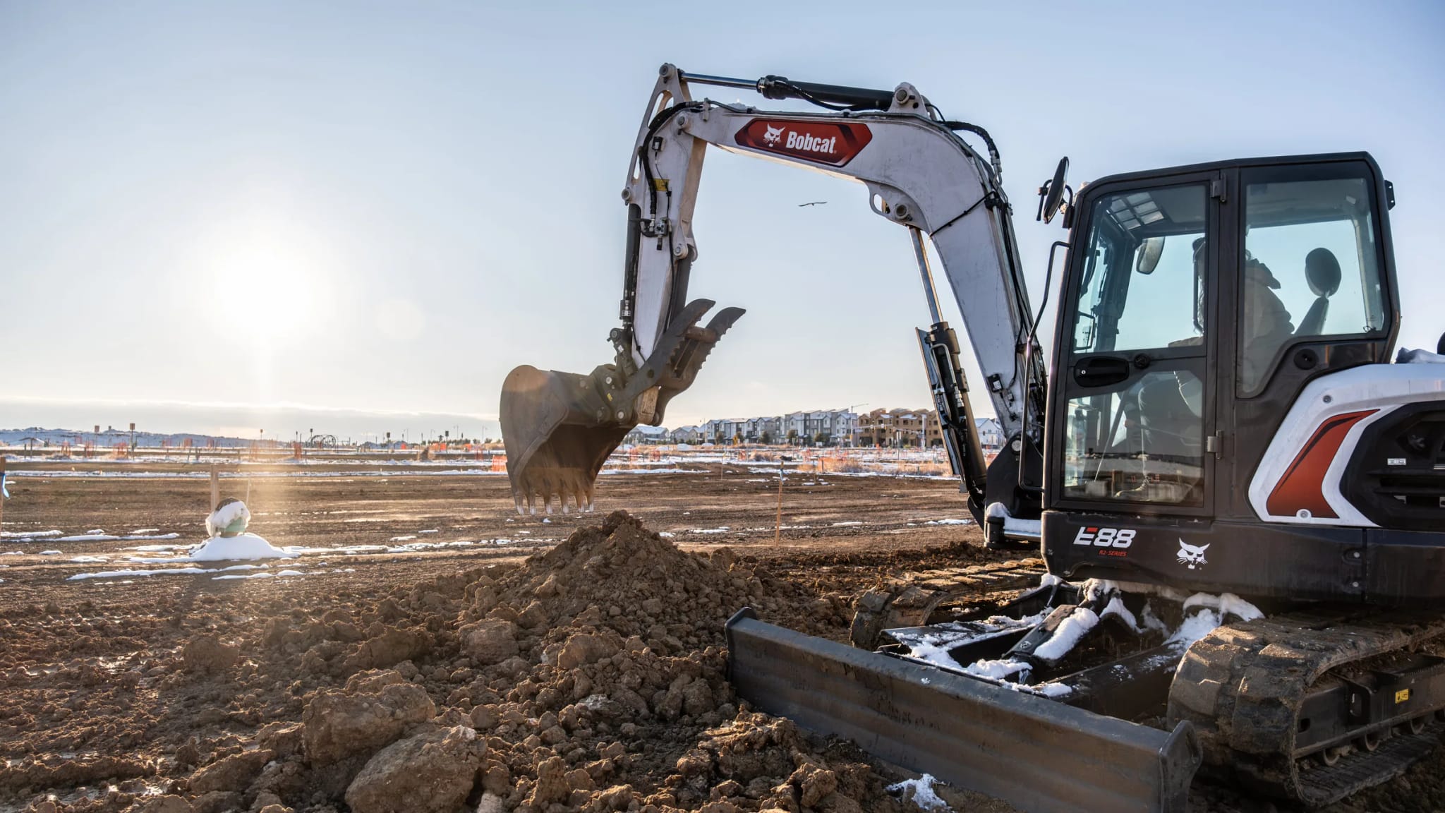Bobcat excavator working on a construction site in St. George, Utah